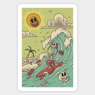 Retro surfing skeleton Sticker